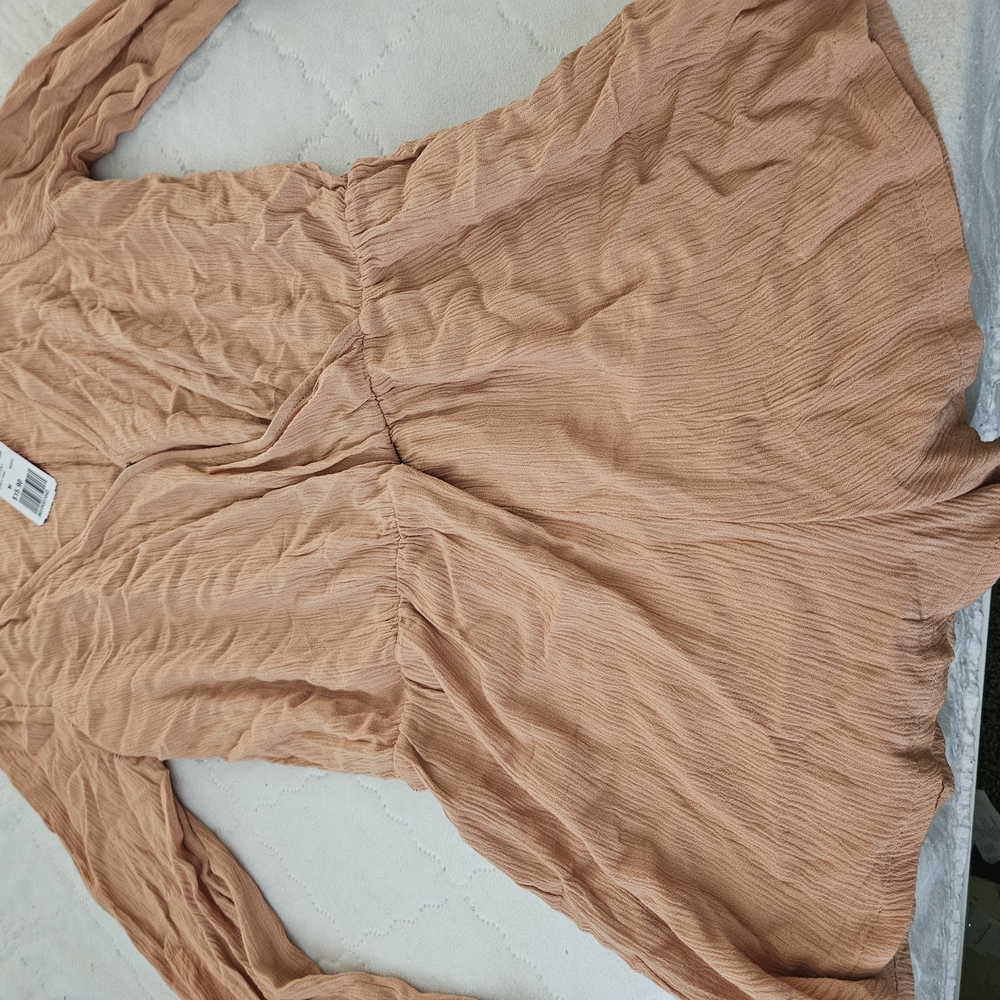 Flowy Tan Long Sleeve Dress